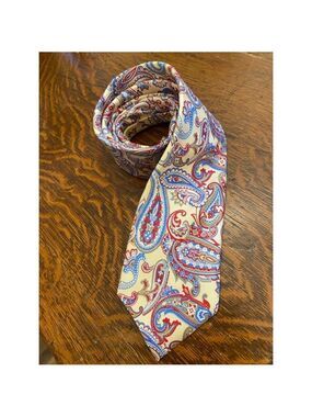 Men's Alberto Zerra Tie, One Size, Cream, Pink & Blue Paisley